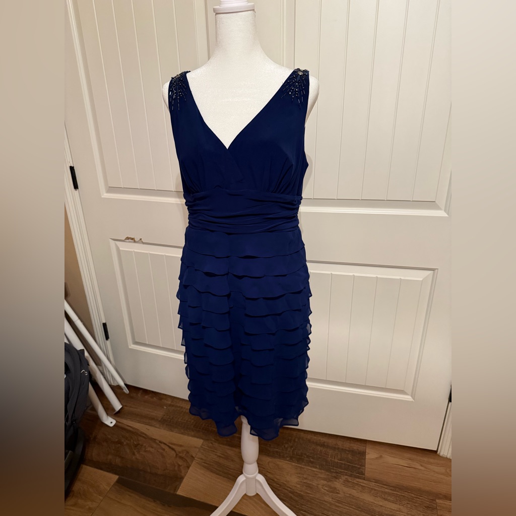S. L. Fashions Deep Blue Evening Dress